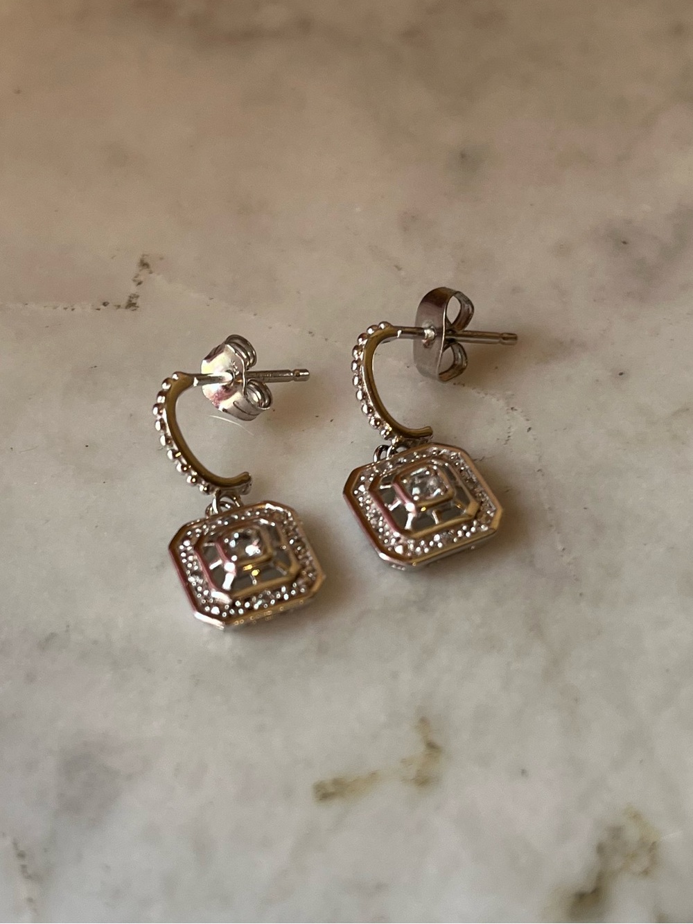 925 Sterling Silver Geometric Drop Earrings
